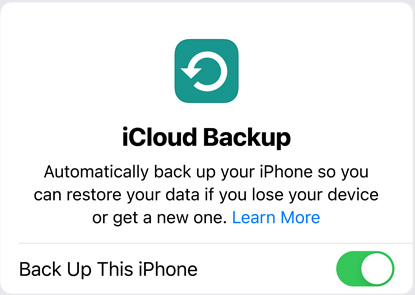 Skærmbillede af databrug for iCloud-sikkerhedskopiering