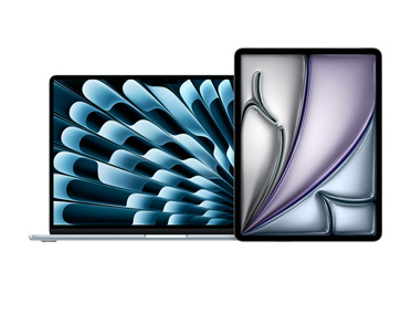 MacBook Air og iPad vises ved siden av hverandre